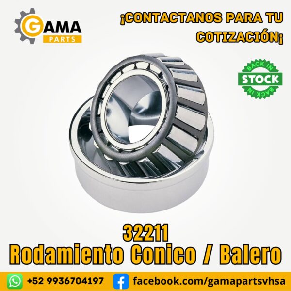 Balero 32211 con medidas 55x100x26.75 para maquinaria pesada