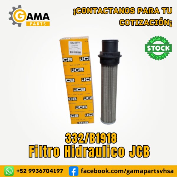 Filtro Hidraulico 332/B1918 para Maquinaria Pesada JCB