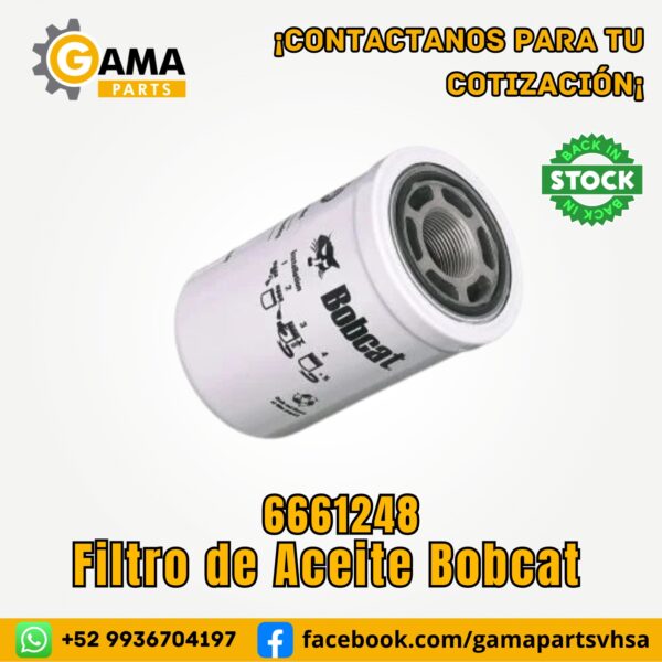 Filtro de Aceite 6661248 para maquinaria pesada CASE