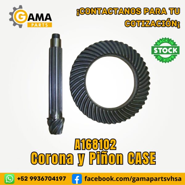 Corona y Piñon A168102 para Maquinaria Pesada CASE