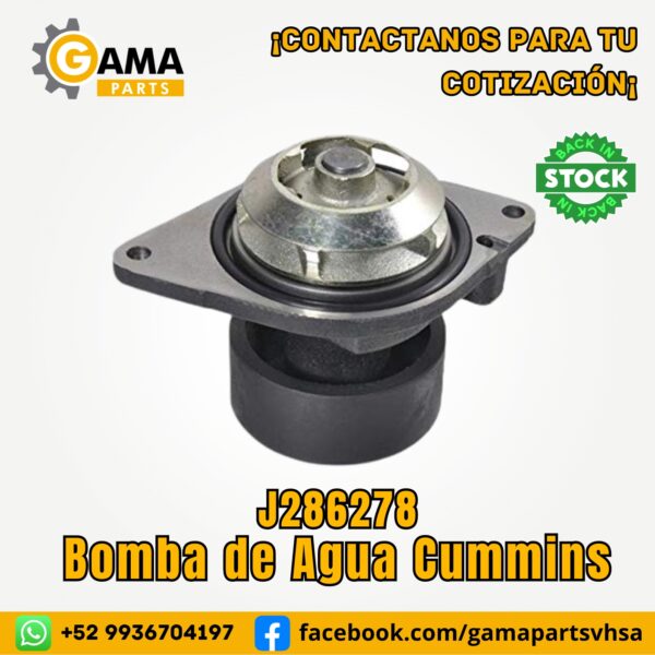 Bomba de Agua J286278 para maquinaria pesada CASE