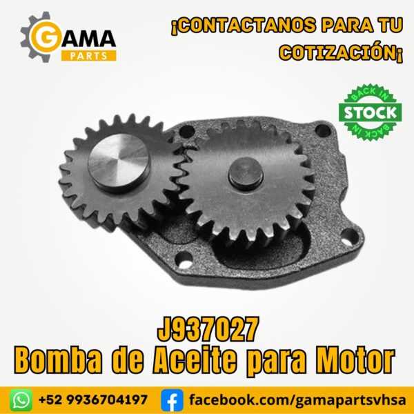 Bomba de Aceite J937027 para maquinaria pesada CASE