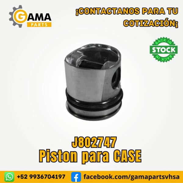 Piston J802747 para Maquinaria Pesada CASE