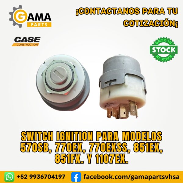 SWITCH IGNITION PARA MODELOS 570SB, 770EX, 770EXSS, 851EX, 851FX. Y 1107EX.