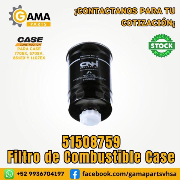 Filtro de Combustible 51508759 para Maquinaria Pesada Case