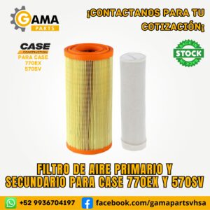 FILTRO DE AIRE PRIMARIO Y SECUNDARIO PARA CASE 770EX Y 570SV